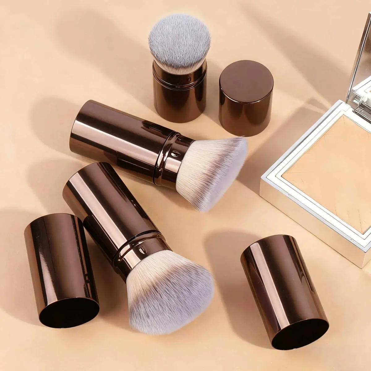 3pcs Professional Extendable Face Makeup Brushes Blush Powder Foundation Brushes Synthetic Soft Brushes For Liquid Cosmetics — image 3