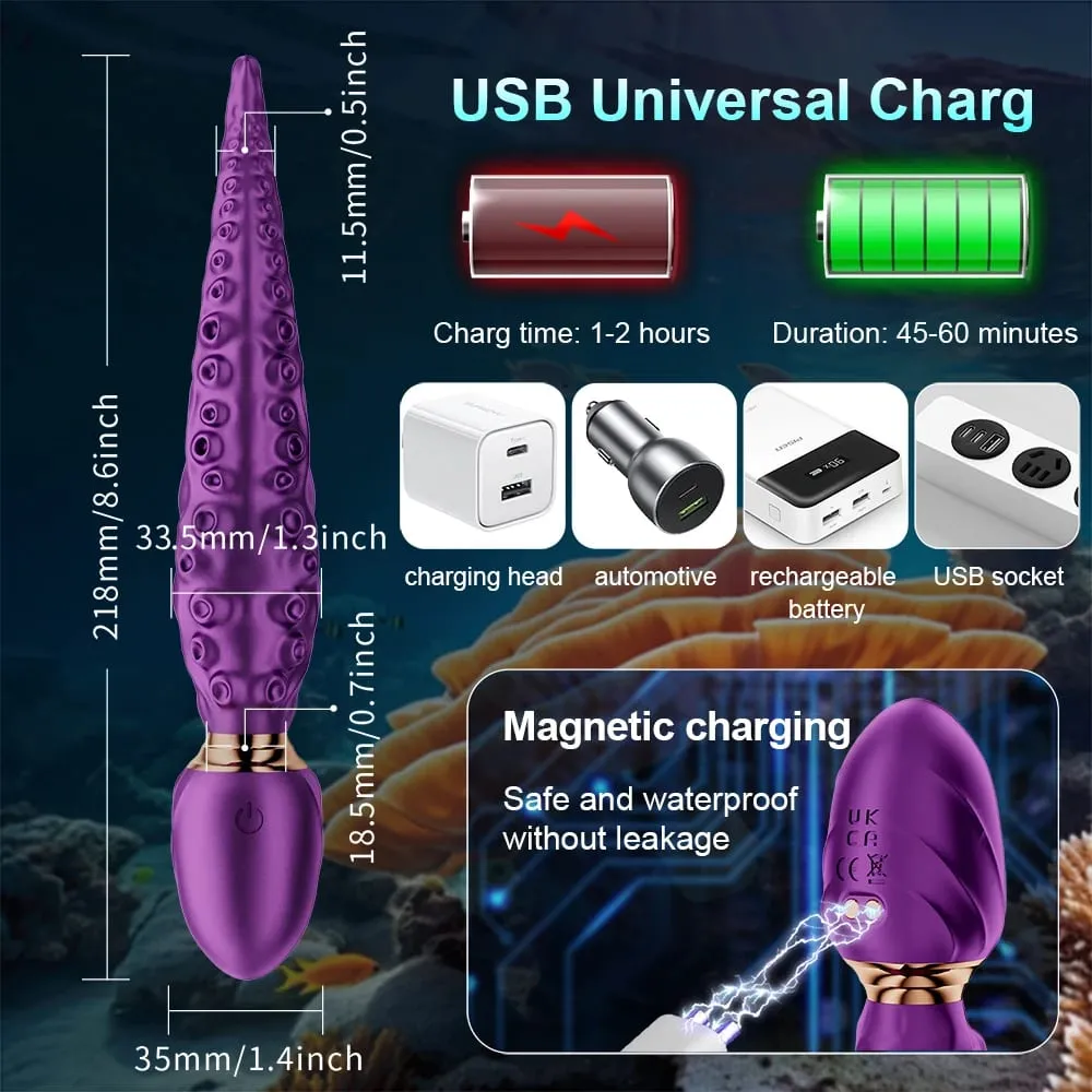 Octopus Tentacle Anal Vibrator Female G-Spot Clit Vagina Stimulation 360° Rotation Silicone Dildo Masturbation Sex Toys Women