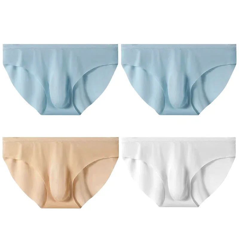 4pcs 남자의 얼음 실크 팬티 여름 투명 원활한 섹시한 빠른 건조 유행 통기성 속옷 초박형 팬티 — image 23