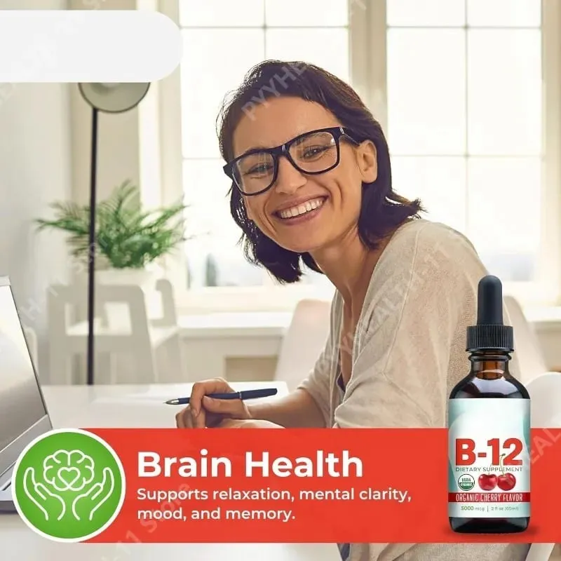 Vitamin B12 Drops 5000mcg Methylcobalamin B12 Liquid Sublingual Supplement Vegan Sugar Free Daily Daily Nutritional Support 60ml — image 4