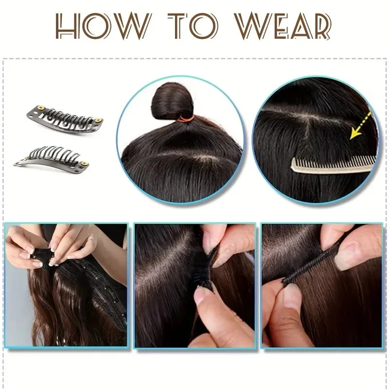24Inch Synthetic 7pcs/set Long Straight Clip in Hair Extensions Invisible Fake Clips on Hairpieces for Women Party Daily Use