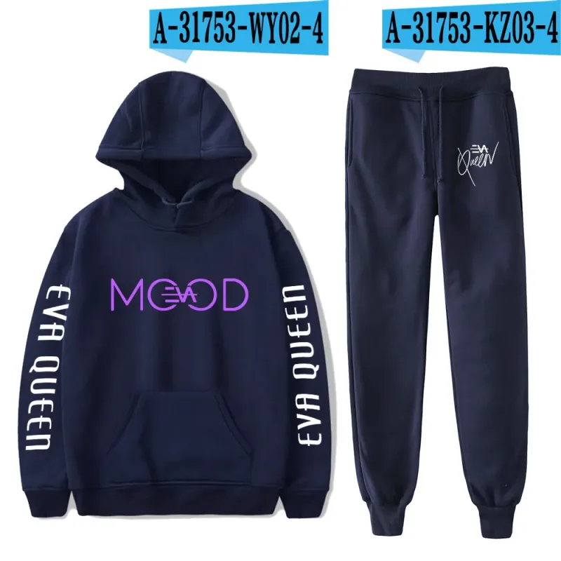 Hip Hop Bekväm Eva Queen Print Sweatshirt Träningsbyxor Kostym Huvtröjor+ Byxor Kostym Pojkar/Flickor 2-delat set Kläder — image 22