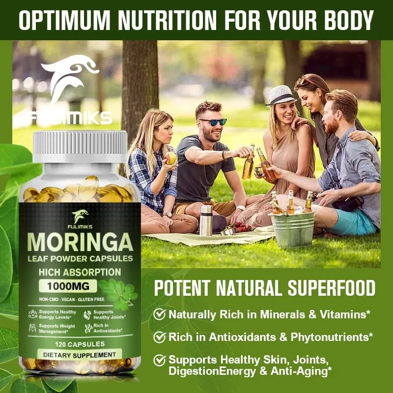 Natural Moringa 1000mg Supplement Supports Immune Defense Digestion Skin Joint Energy & Antioxidant Health — image 3