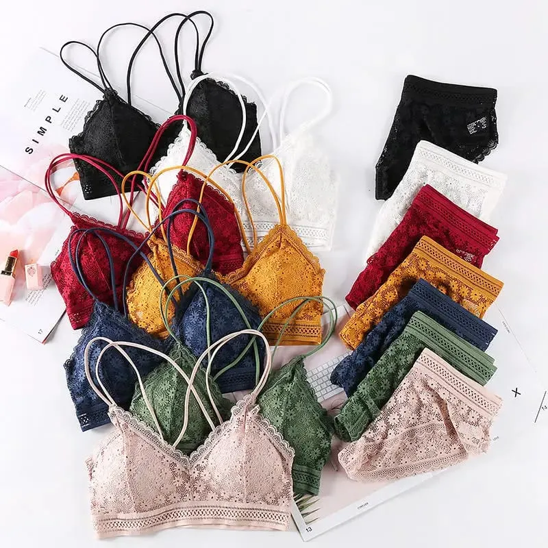 Lingerie feminina push-up sutiã conjunto de roupa interior sexy conjunto de lingerie de renda conjunto de roupa interior feminina sutiã de renda calcinha sem costura — image 2