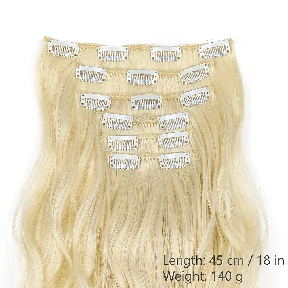 Synthetic Long Curly 16 Clips Hair Extension Heat Resistant Fiber Black Brown Hairpiece for Women Cosplay Wig Halloween Wig Part — image 4