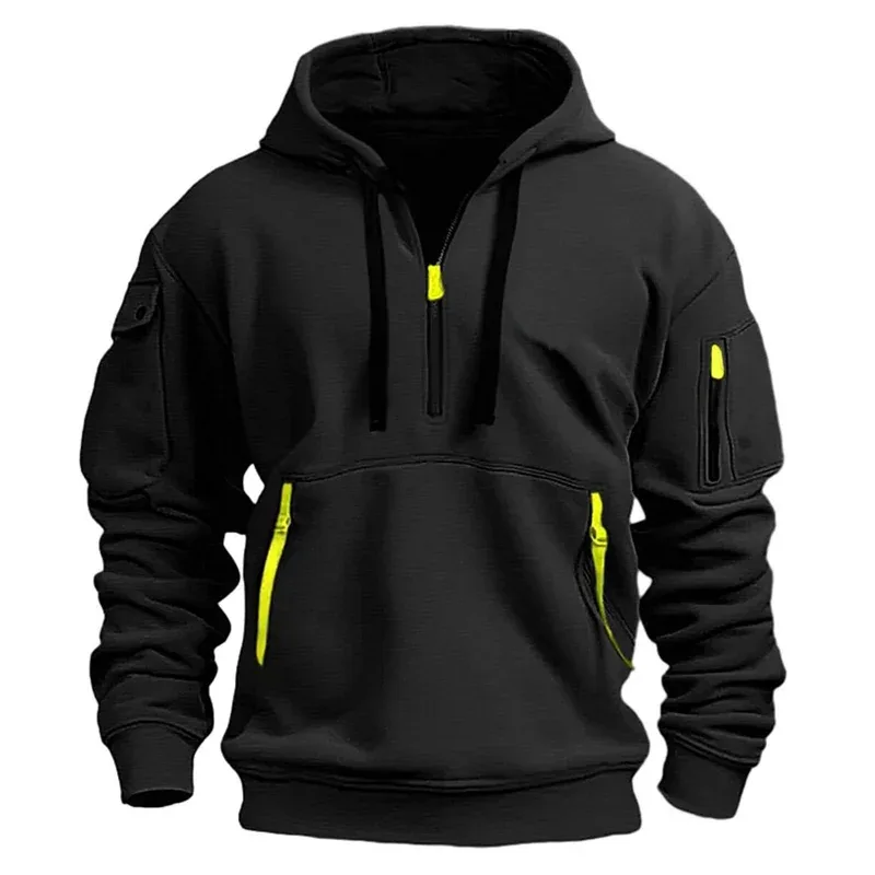 Moletom com capuz masculino com vários bolsos, zíper casual, esportivo, masculino/feminino, plus size, pulôver solto, moda, moletom de manga comprida — image 1