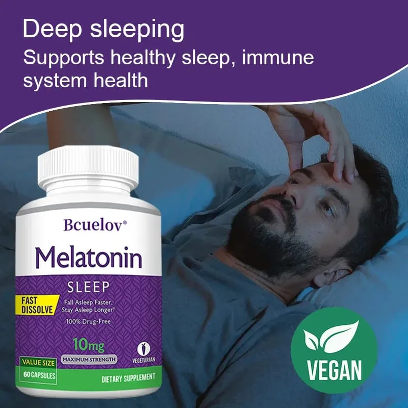 Melatonin 10mg Capsules - Relieves Insomnia Promotes Sleep Quality Prolongs Sleep Time Relaxes The Mind 120 Capsules — image 3