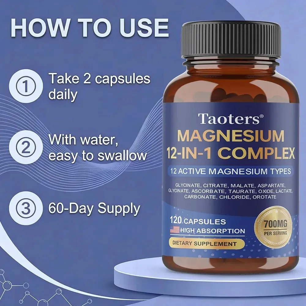 Magnesium 12-IN-1 Complex - Sinusuportahan ang Heart and Bone Health Aids Relaxation Nagpapabuti sa Lakas ng Muscle at Nagpapalakas ng Immunity — image 7