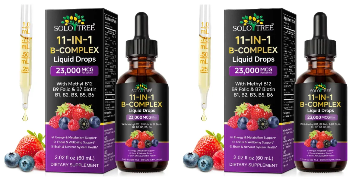 11-in-1 B Complex Liquid Drops with Methyl B12 Folate Biotin for Daily Energy Metabolism Brain Focus & Immune Support 60ml — image 8