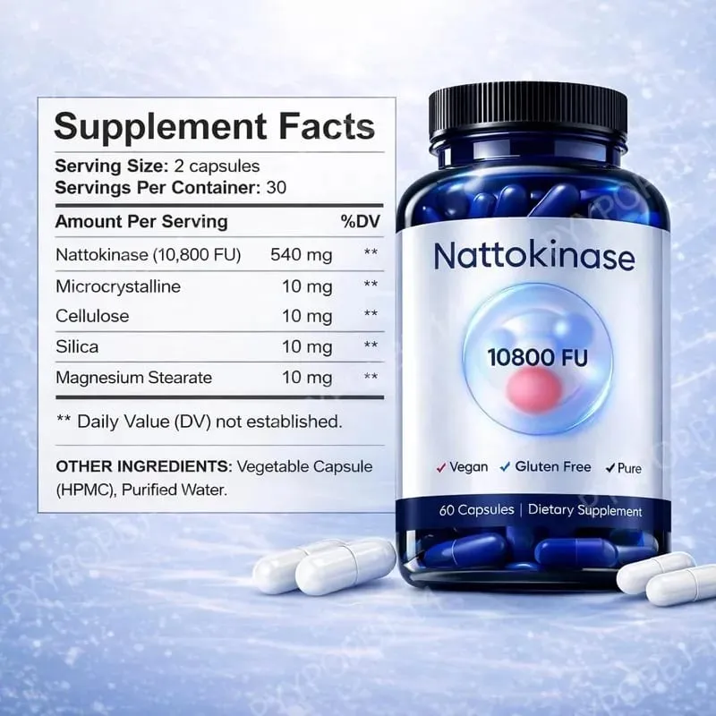 60 Count Organic Nattokinase 10800 FU Capsules Heart Health Support Vegan Gluten-Free Natural Blood Clot Dissolving Supplement — image 2