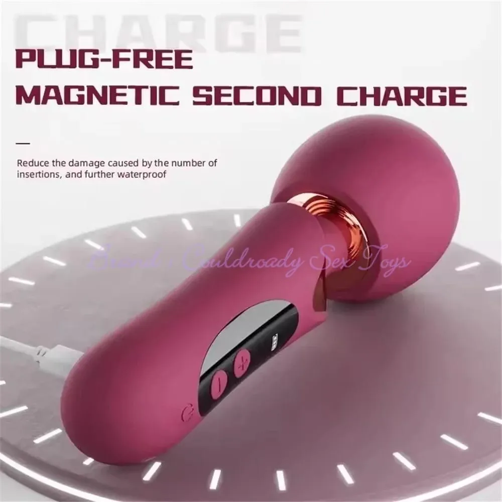 Vibrador av lcd poderoso com cabeça grande, massageador corporal feminino, brinquedo sexual para mulheres, clitóris, ponto g, estimulação da vagina, varinha mágica — image 5