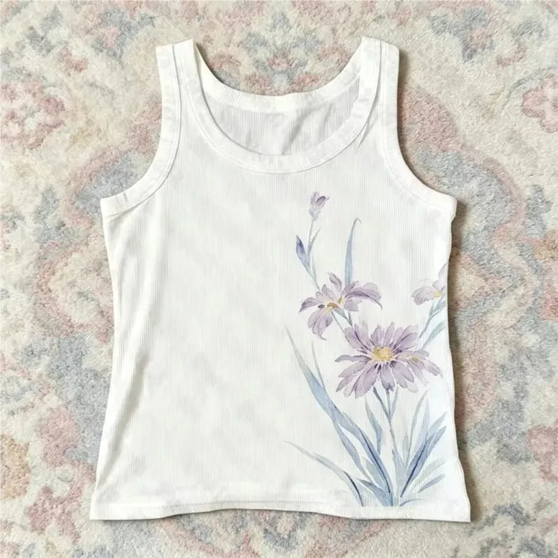 90s Retro Aesthetic Women Clothing Sexy Exposed Navel Tank Top Y2K Midriff‑Baring Aesthetic Women's Shirt — image 2