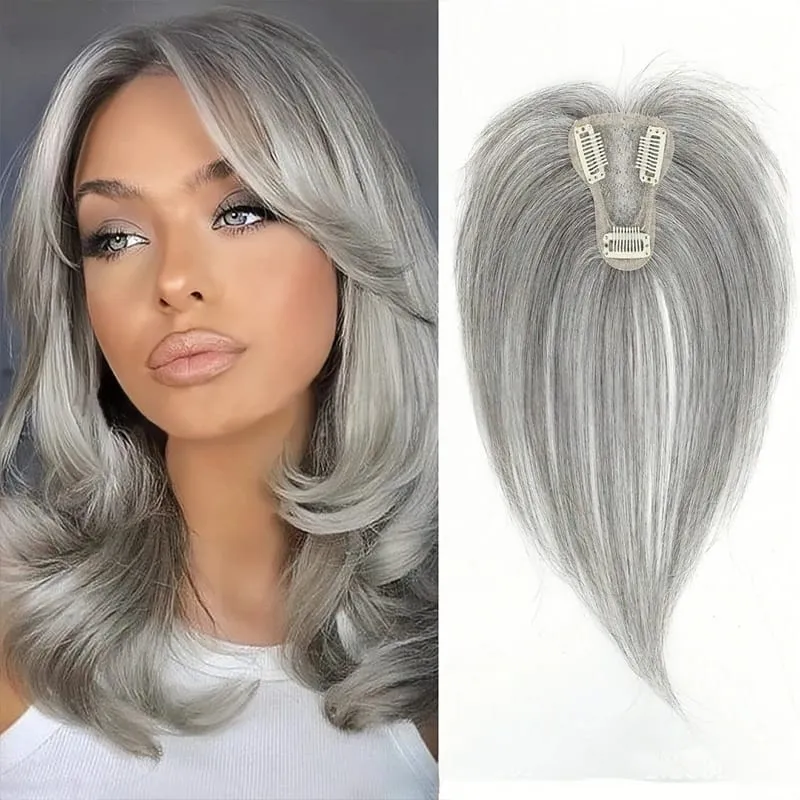 Wig Piece for Women with Bangs Covering Their White Hair and a Thin Invisible Replacement Piece for Their Hair — image 2
