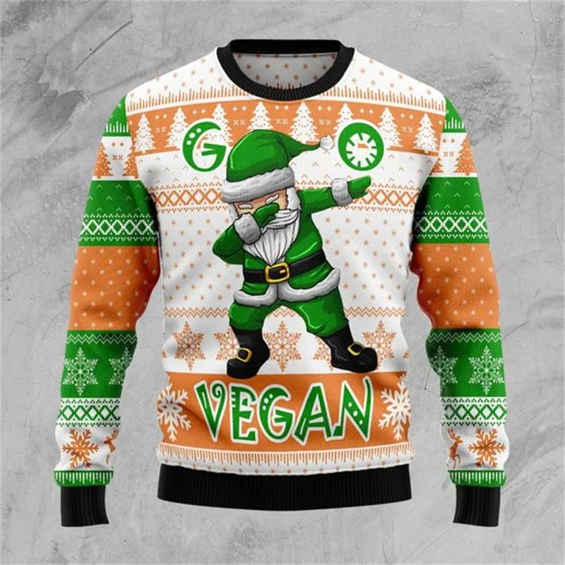 Fashion Santa Claus Graphic Ugly Christmas Sweatshirt For Men Casual Autumn Winter 3D Printed Sweater Loose Breathable Pullovers — image 2