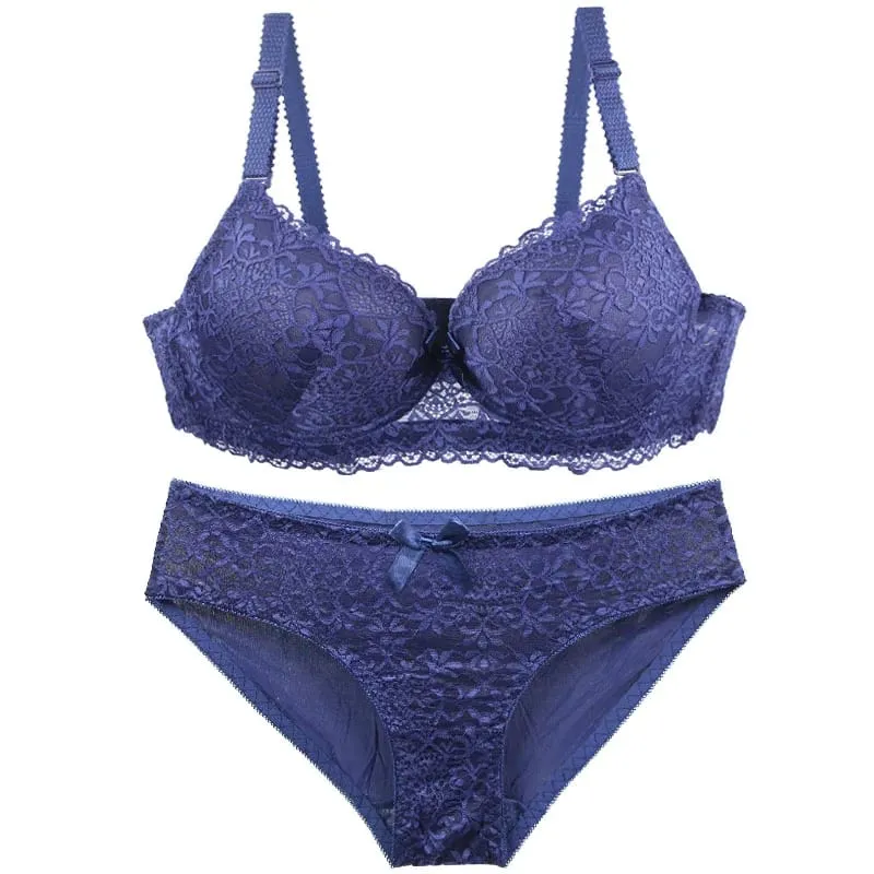 2027 Bagong Sexy Floral Bras Set 34/75 36/80 38/85 40/90 42/95 44/100 BC Cup Underwear Push Up Bow Lingerie