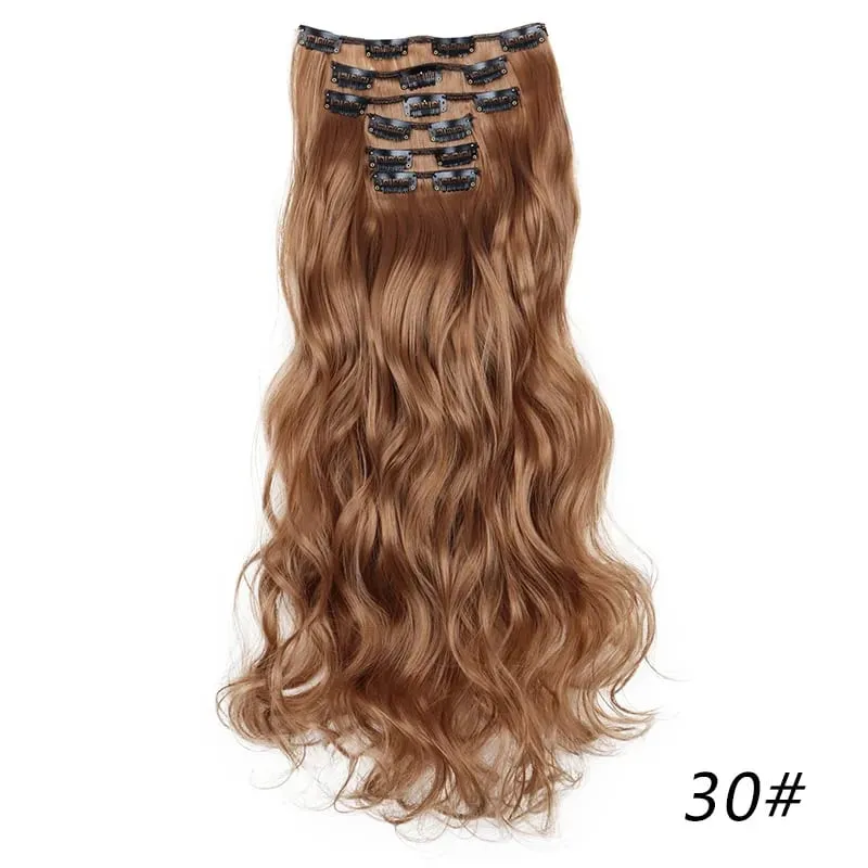 Synthetic Long Curly 16 Clips Hair Extension Heat Resistant Fiber Black Brown Hairpiece for Women Cosplay Wig Halloween Wig Part — image 27