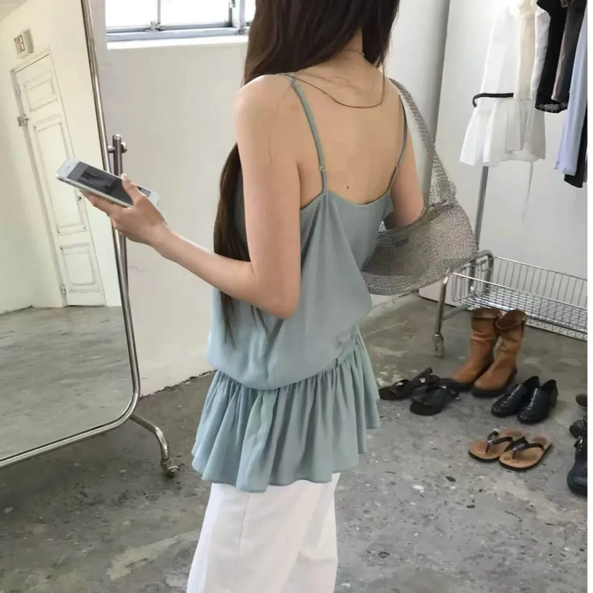 Summer 2026 Korean Style Sweet Skirt Waist Cinching Sexy Strapless Dress Fashionable Casual V-neck Loose Fit Maxi Dress — image 5