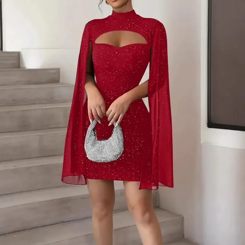 Dampaket Hip Miniklänning Ny Vår Sommar Fahsion Elegant O-hals Solid Casual Festklänningar För Kvinnor Robe Femme — image 6