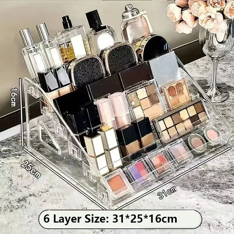 Transparent Cosmetic Organizer Display Case Multi-Layer Makeup Brushes Lipsticks Jewelry Hairpin Storage Rack Desktop Holder — image 11