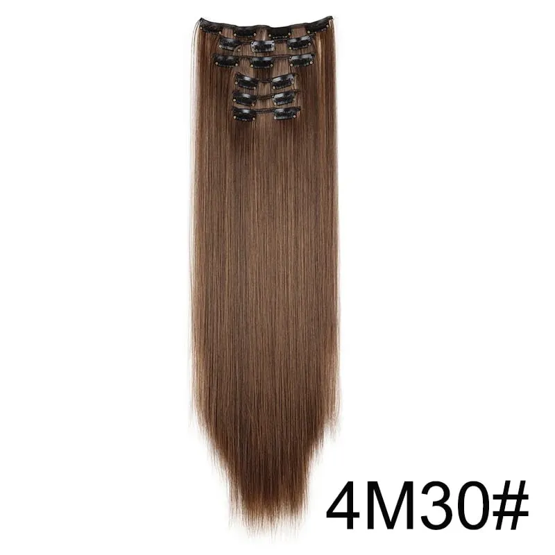 24Inch Synthetic 6pcs/set Long Straight Hair Extension Increasing Volume Extending Soft Comfortable Hairpiece for Women — image 14