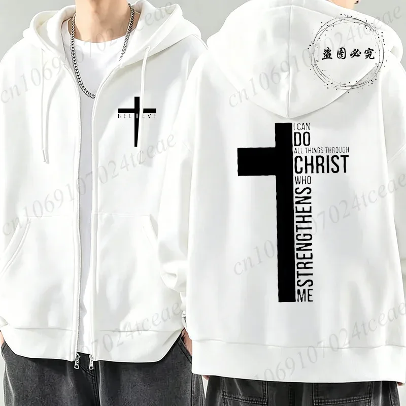 New Fashion Zipper Hoodies Christ Jesus Cross Print Men Hoodies Sweatshirts Fleece Hip Hop Street Hoodie Zip Up Sweatshirts Top — image 25