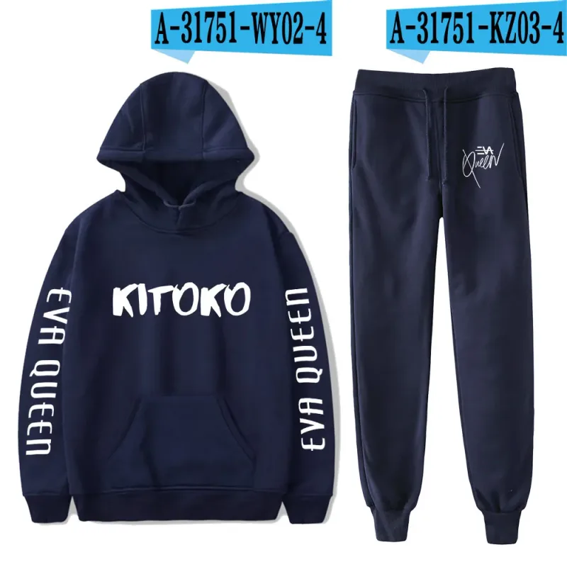 Hip Hop Bekväm Eva Queen Print Sweatshirt Träningsbyxor Kostym Huvtröjor+ Byxor Kostym Pojkar/Flickor 2-delat set Kläder — image 36
