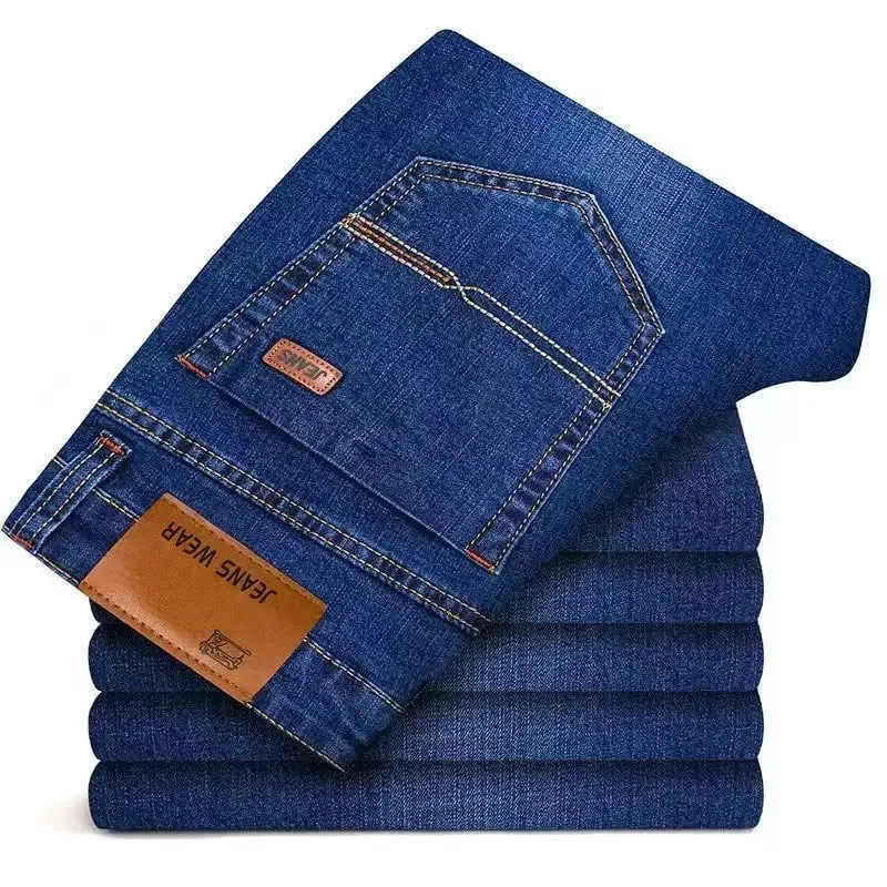 2026 New Business Men's Jeans Casual Straight Stretch Fashion Classic Blue Black Work Denim Pant Trousers Male Clothing — image 10