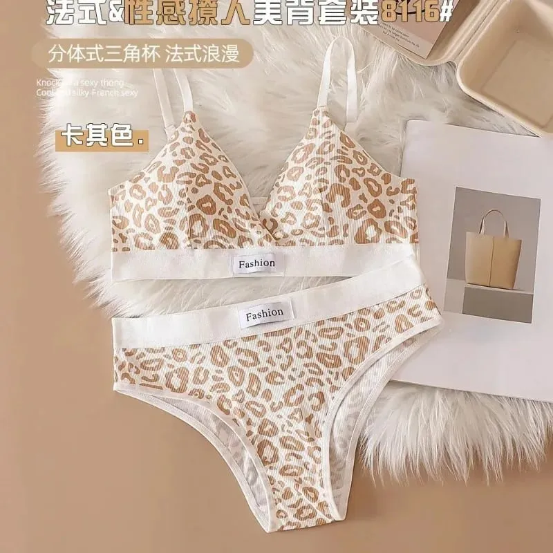 Summer New Women's Leopard Print Traceless and Steel Rim Bra Adjustable Shoulder Strap Back Women's Underwear Set — image 11