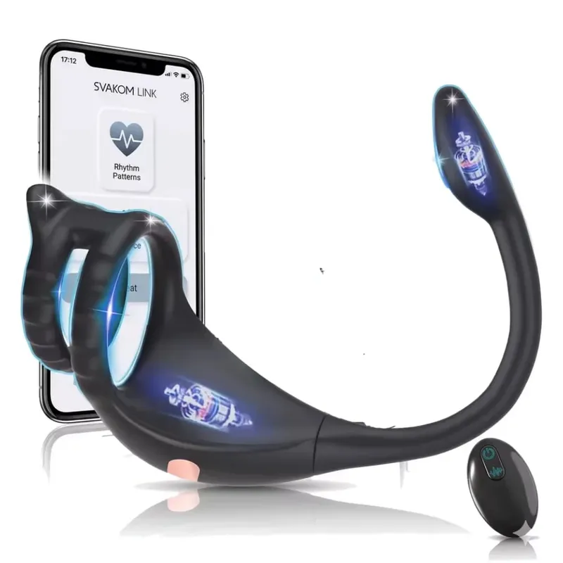 APP Penis Cock Ring Male Wireless Remote Control Male Ejaculation Delay Stimulator Anal Butt Plug Adult Sex Toy for Men Couples