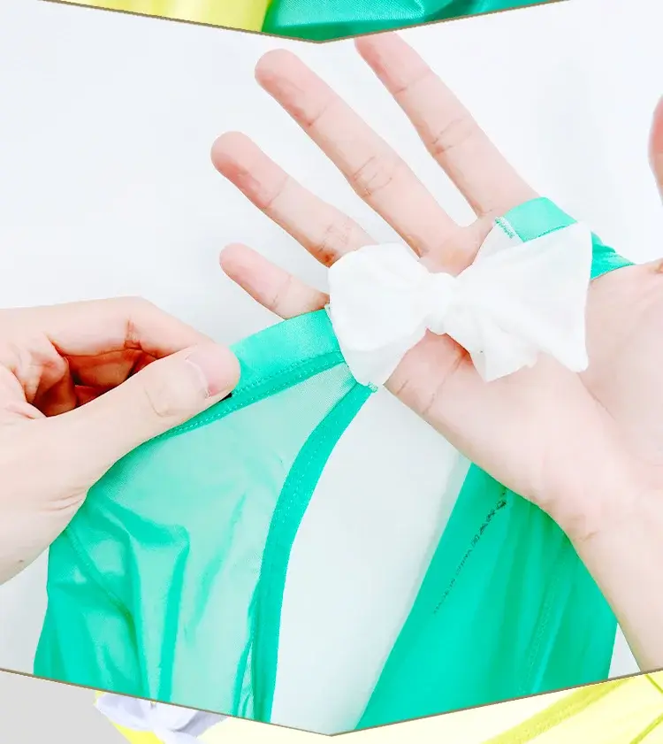 1 Buah Celana Dalam Bikini Jaring Tipis Pria Kain Tembus Pandang Kuning Cerah Dekoratif Pita Putih U Kantong Cembung Pakaian Dalam Pria Bertingkat Rendah