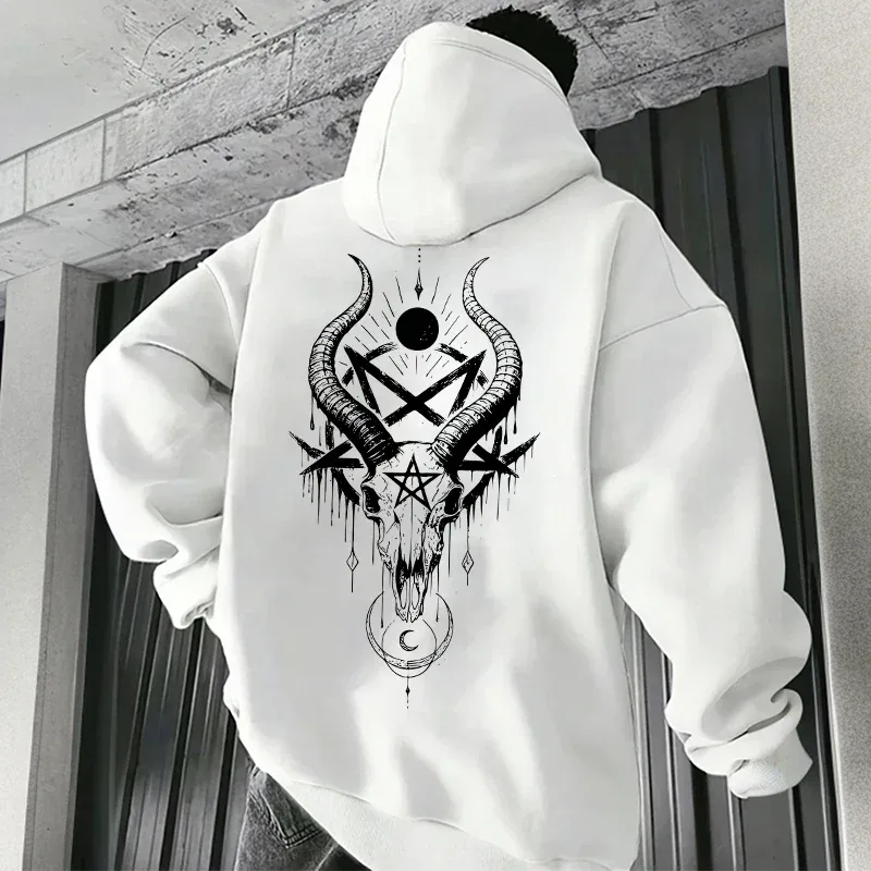 Autumn Winter Male Top Casual Pullover 666 & Inverted Cross Men's Gothic Hoodies Demonic Horror Face Print Sweatshirt Streetwear — image 18