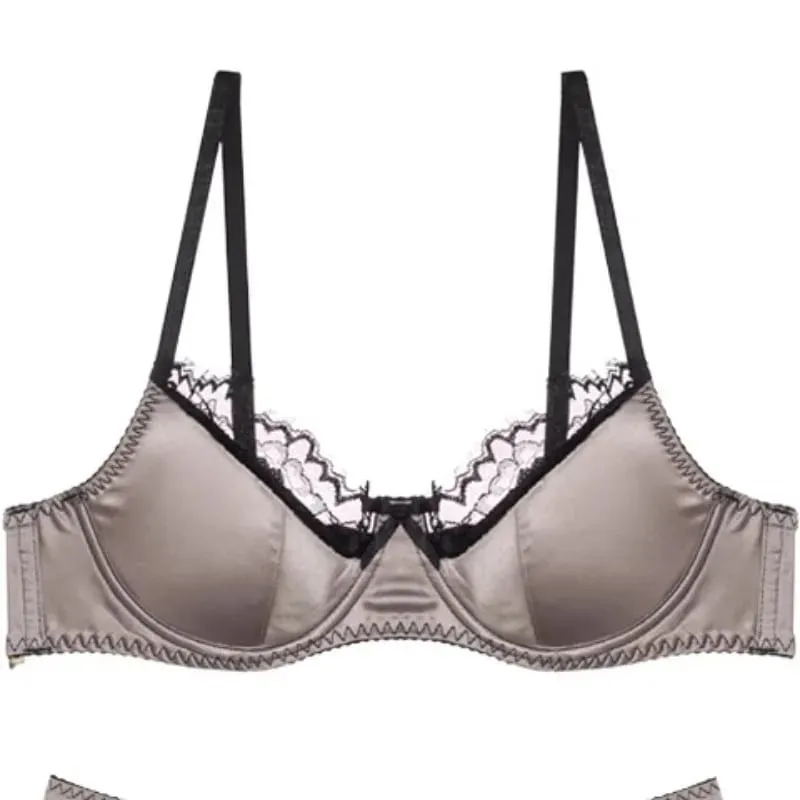 Elegant Red Satin Lingerie Set Zodiac Inspired Bra Small Chest Push Up Gathers Anti Sagging Sensual Lace Bralette Women Tushy — image 2