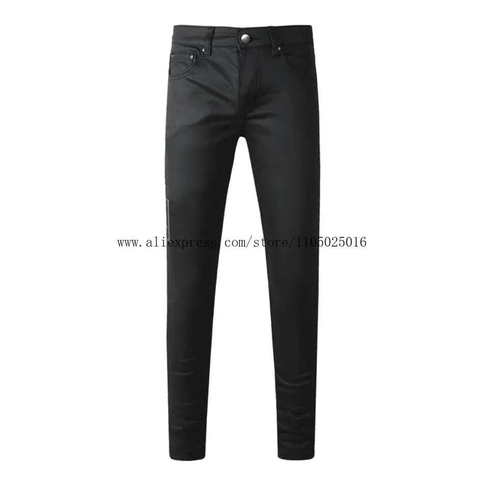 Fashion Americans Brands Men's Jeans Luxury Streetwear Holes Long Trousers Quality Male Stretch Slim Pants Skinny Trousers — image 2