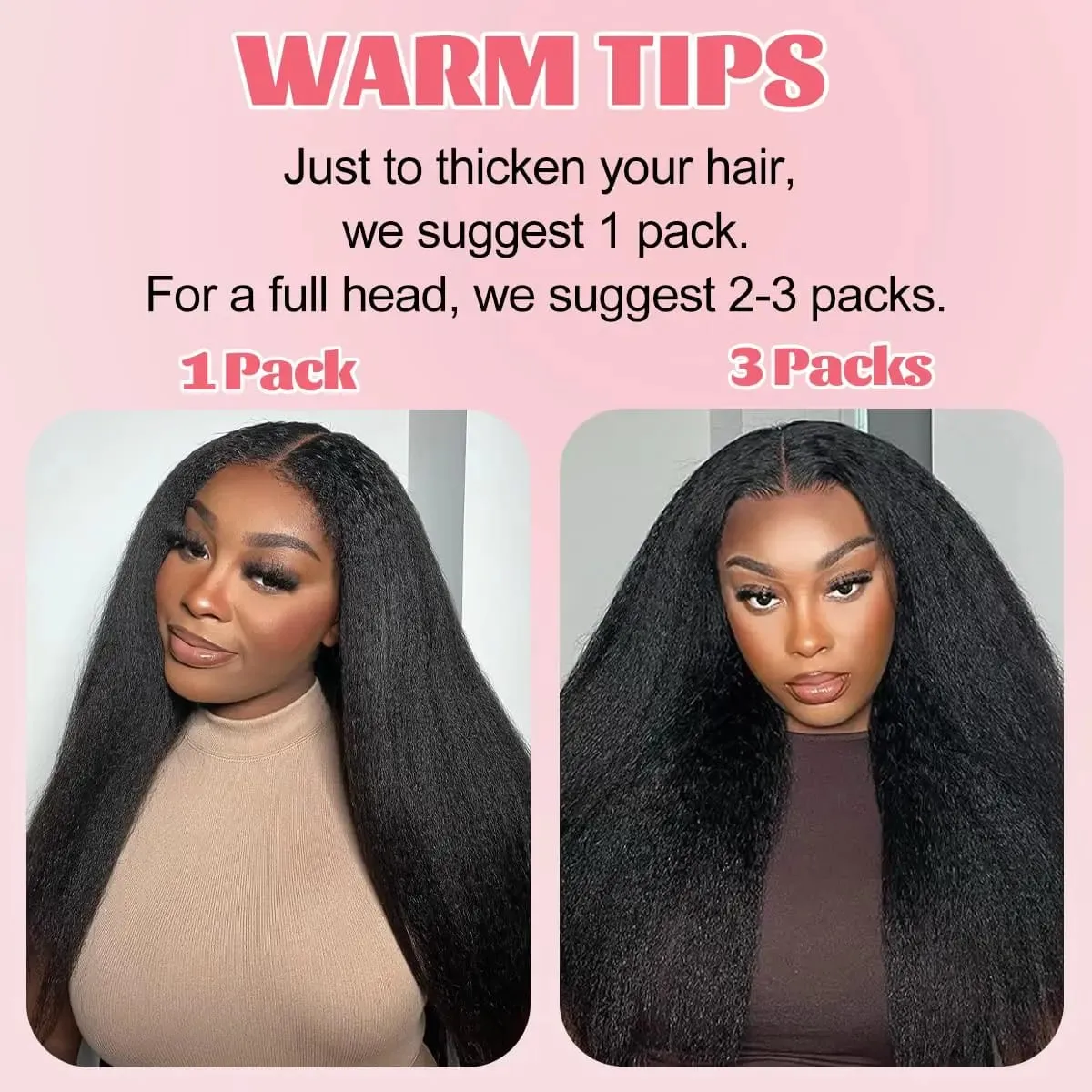 Synthetic Kinky Straight Clip in Hair Extensions 7pcs 16Clips Yaki Straight Clip Ins 22Inch/55cm Full Head Hair Extensions — image 6