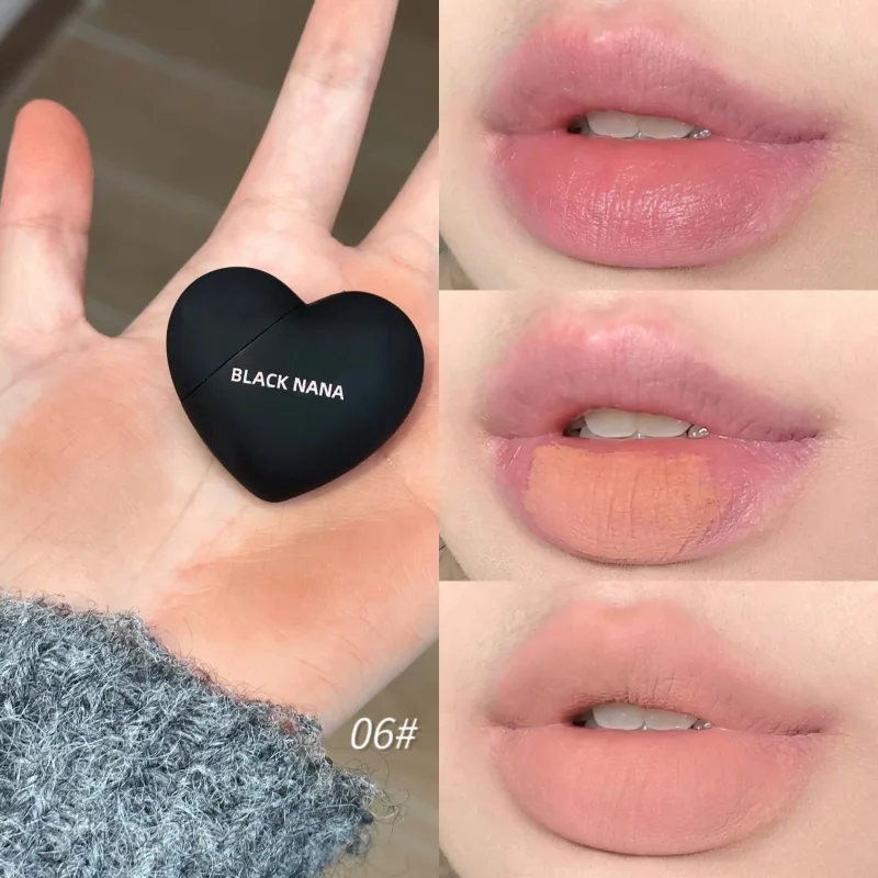 Mini preto prata coração veludo fosco batom labial lama gloss nude à prova d' água duradoura tonalidade labial maquiagem cosmética — image 10