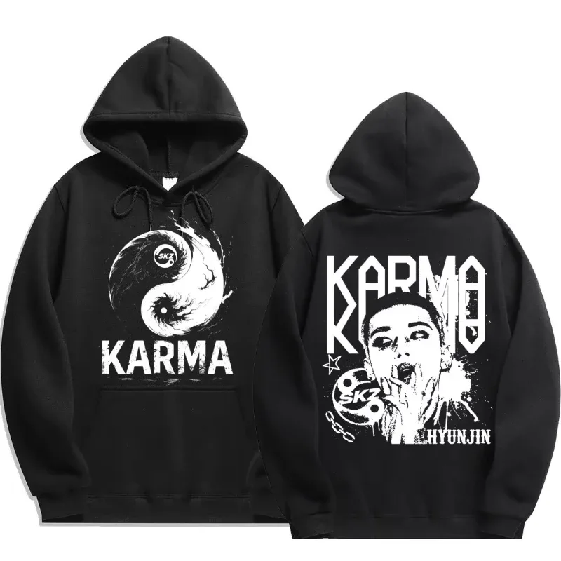 KPOP's fourth album KARMA printed men's hoodie FELIX HAN BANGCHAN CHANGBIN HYUNJIN LEE fashion hoodie — image 3