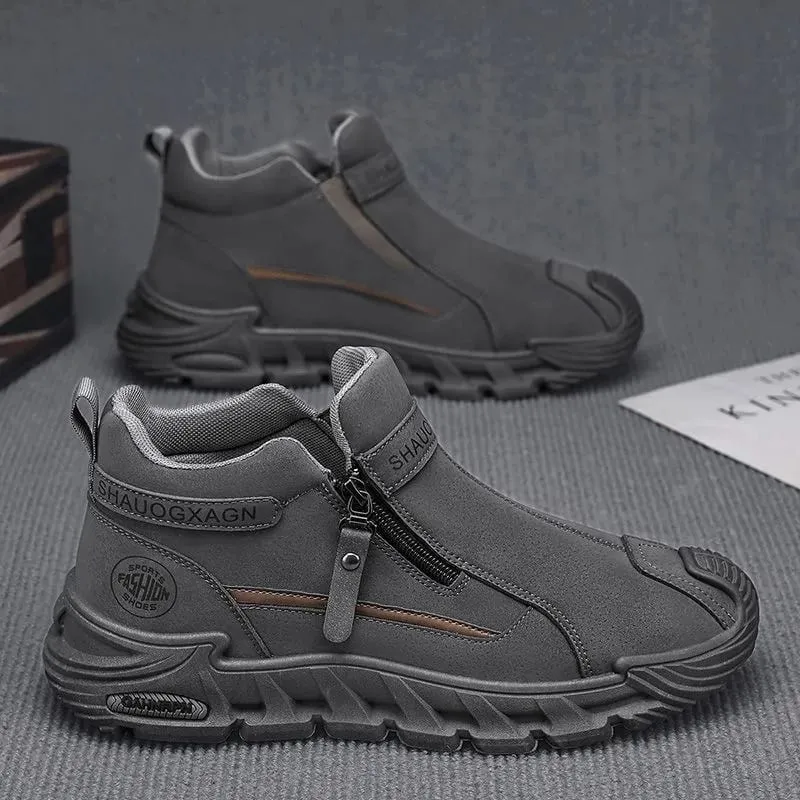Mens Casual Labor Shoes Fashion Zipper Versatile Men Outdoor Climbing Shoes Non Slip Wear-resistant Sneakers Zapatos Para Hombre — image 2