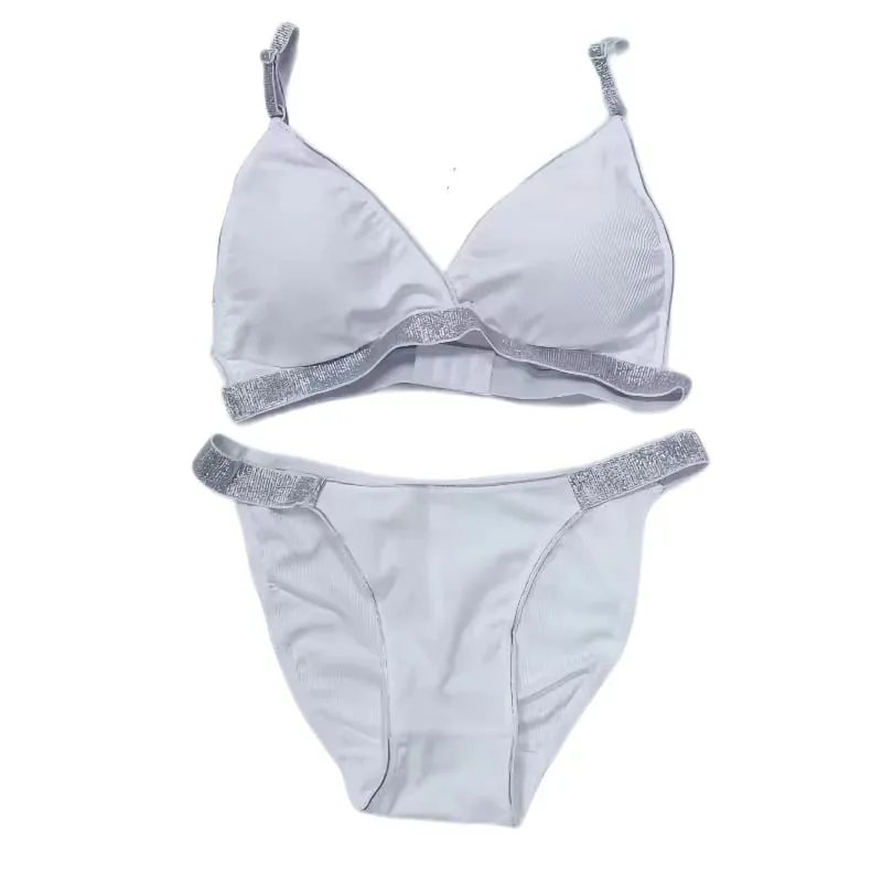 Women Wirefree Bra at Panties Set Padded Bralette Low Rise Bikini Briefs Sexy Lingerie Set Soft Comfy Daily Wear Underwear — image 8