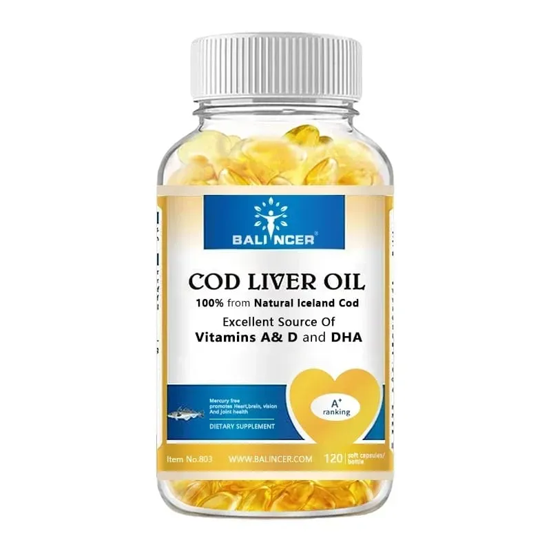 Přírodní tobolky s olejem z tresčích jater - bohaté na omega-3 EPA DHA vitamín A D - podporuje imunitní systém srdce, mozek, klouby a zdraví očí