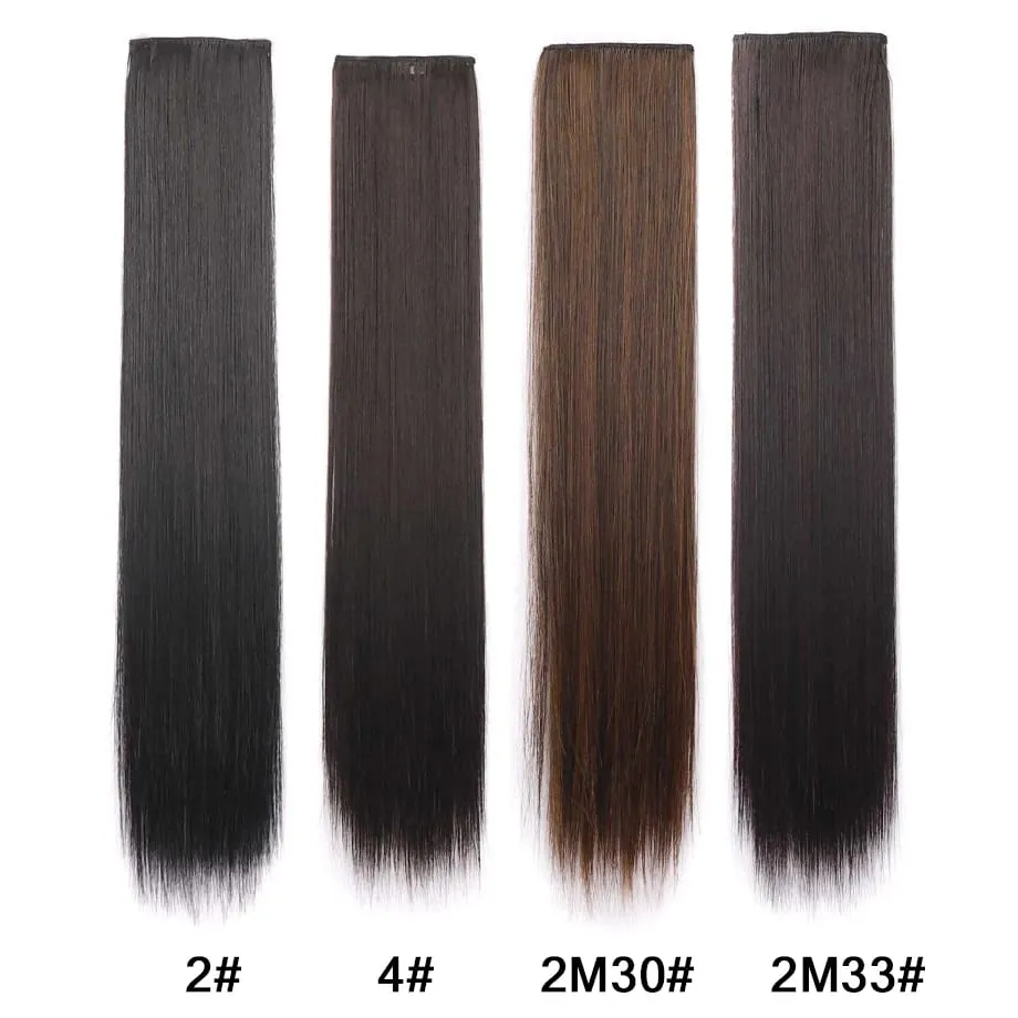 Clip in Hair Extension for Women - 3 Pcs Thick Double Weft Long Straight Soft Synthetic Blends Well Hair Extension 20inch Dark B — image 6