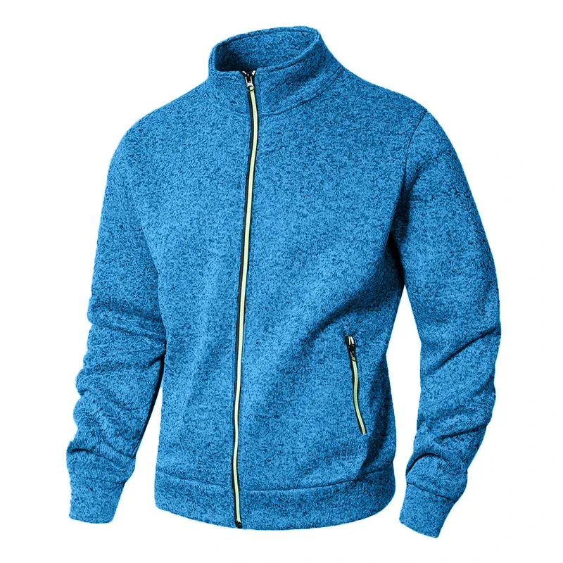 Suéter masculino com gola alta, jaqueta cardigã casual com zíper, manga comprida, cor sólida, pulôver leve, moda urbana — image 9
