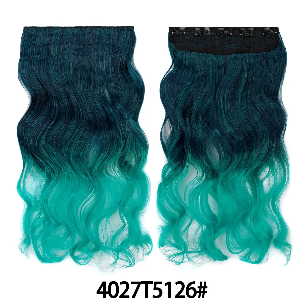 Jeedou uma peça 5 clipes ondulado ombre clipe em extensões de cabelo longo onda de água cabelo encaracolado sintético pedaço arco-íris colorido cabelo — image 32