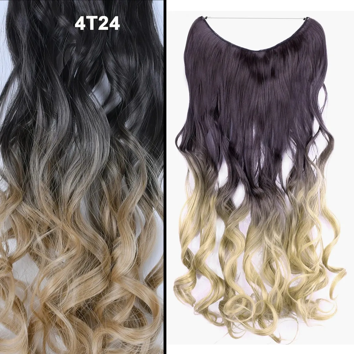 Jeedou Wavy Hair Extension Elasticity Invisible Wire Fish Line One Piece No Clips Synthetic Hairpieces Ombre Color For Ladies — image 10
