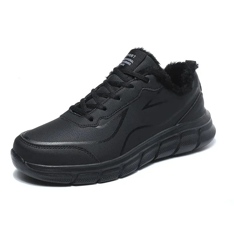 Black Running Shoes Leather Waterproof Athletic Sneakers Men Wear-resistant Men Walking Sport Shoes Comfortable Men Shoes — image 10