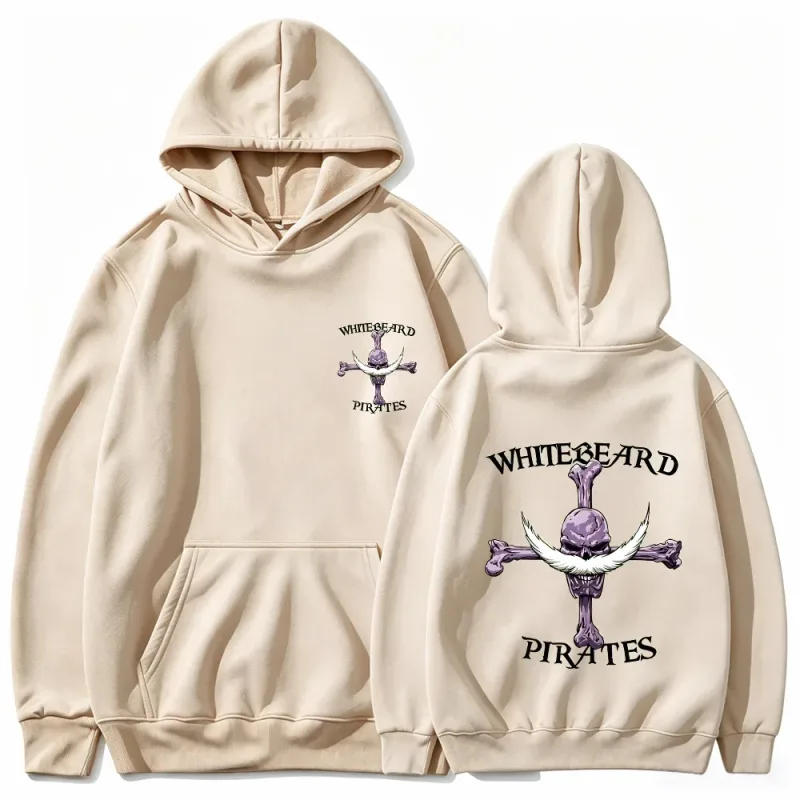 One Piece Whitebeard Pirates Hoodie, Print Pullover Sweatshirt, Whitebeard Jolly Roger Anime Graphic Streetwear Hooded Top — image 6