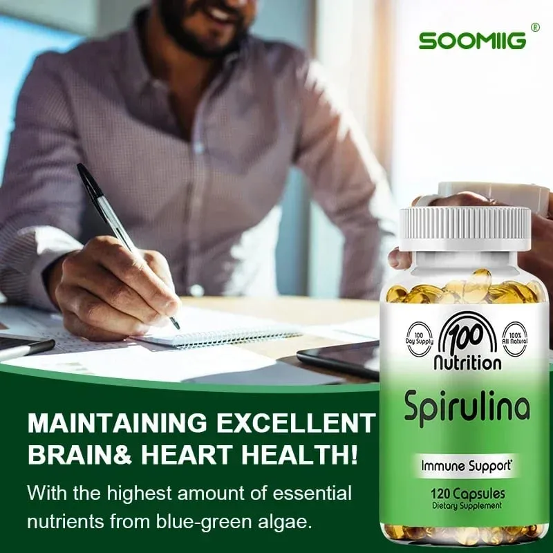 Spirulina Softgels Organic Superfood Algae - Sinusuportahan ang Cardiovascular at Immune System Health Napakahusay na Antioxidant — image 4