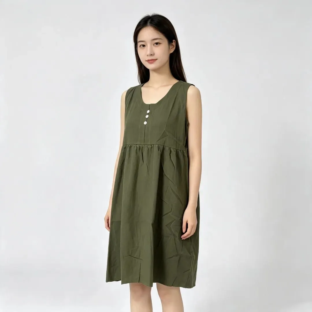 2026 New Women's Cotton Linen Sleeveless Dress Casual Button Down Loose Midi Dresses for Summer Women's Casual Dresses — image 5
