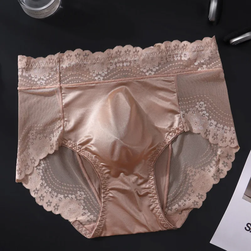 Flower Lace Mesh Hollow Out Sexy Men's Underwear Ice Silk Breathable Seamless Manipis na Triangle na Pantalon Malambot Traceless Panlalaki Briefs — image 18