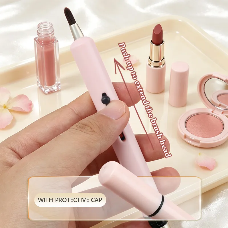1pcs Retractable Dual Ended Lip Brush Silicone Blending Head Soft Fiber Makeup Tool for Lipstick Lip Gloss Applicator Brushes — image 4