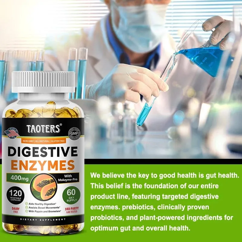 Suplemento de enzimas digestivas Cápsulas de enzimas digestivas para adultos, suporte benéfico do sistema imunológico para bactérias e digestão saudável